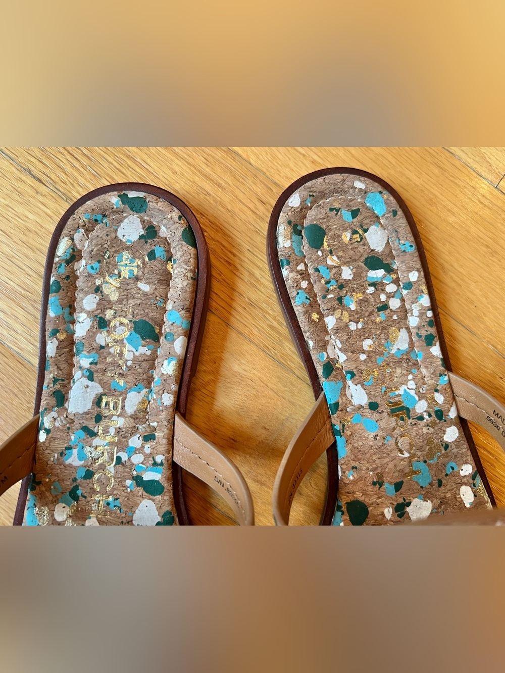 Tory Burch Blue Confetti Miller Welt Cork Sandals - Picture 7 of 12